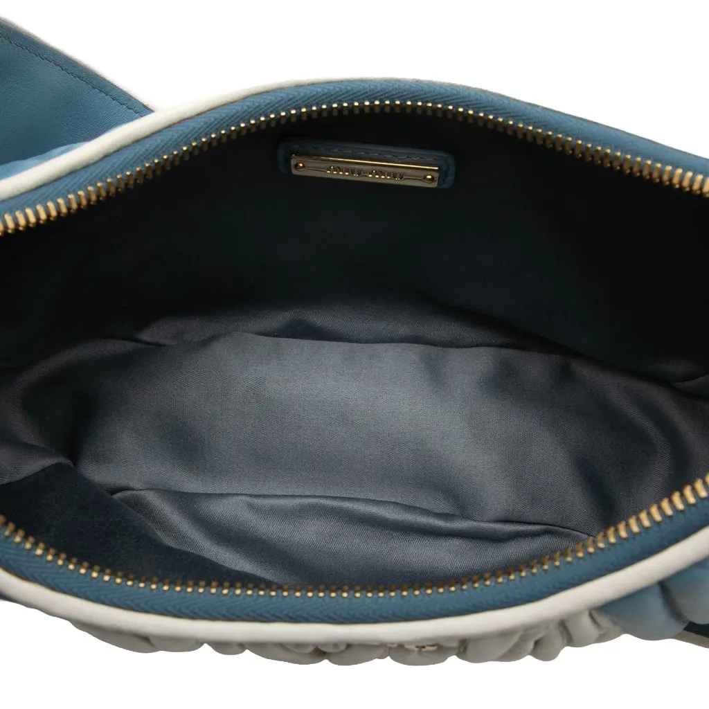 Miu Miu Bicolor Matelasse Nappa Rider Shoulder Bag Blue Leather Very good - Model View