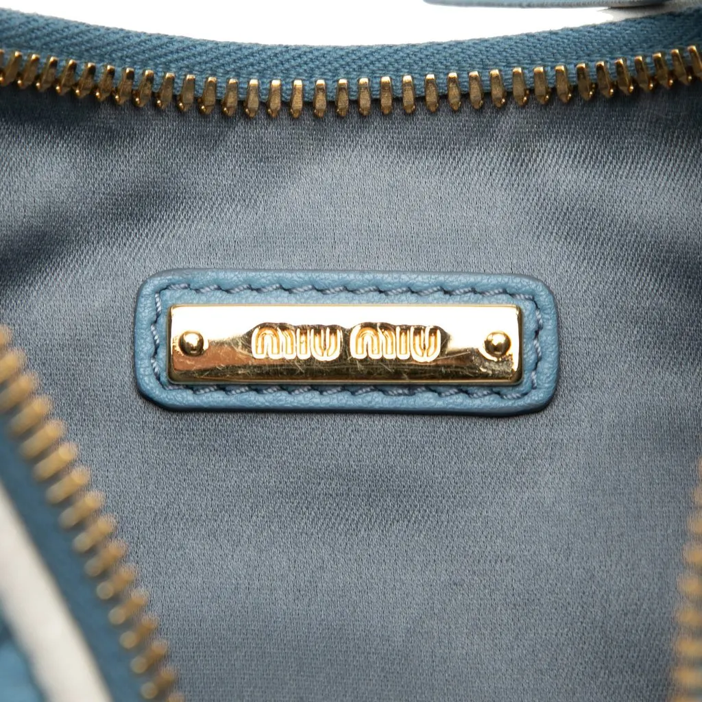 Miu Miu Bicolor Matelasse Nappa Rider Shoulder Bag Blue Leather Very good - Box View