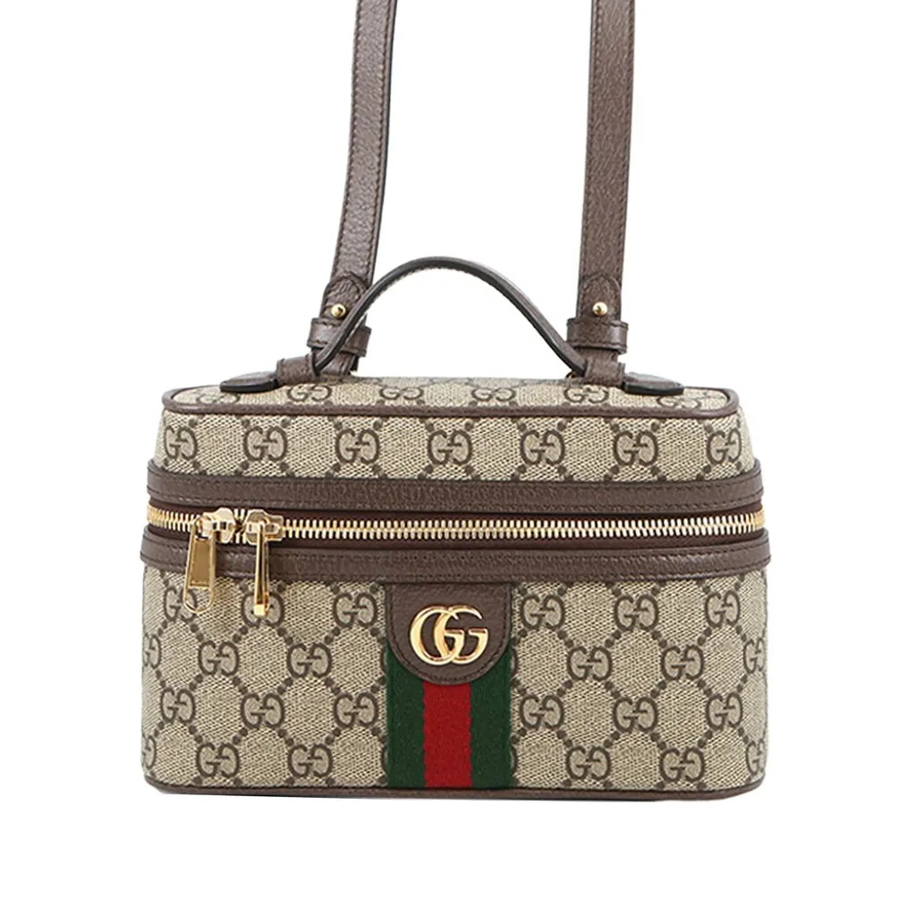 Gucci Small GG Supreme Web Ophidia Vanity Bag Beige Very good - Front View