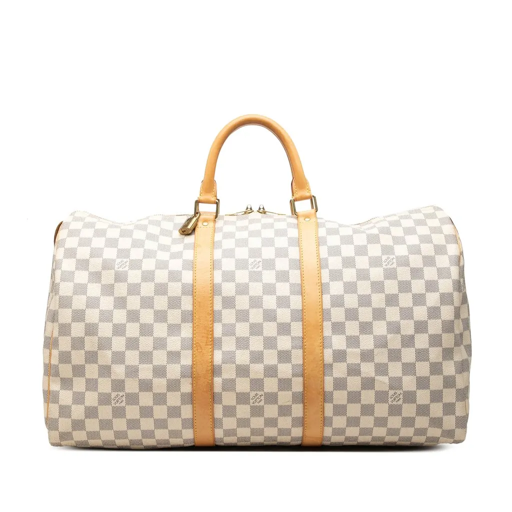 Louis Vuitton Damier Azur Keepall 50 White Canvas Very good - Front View