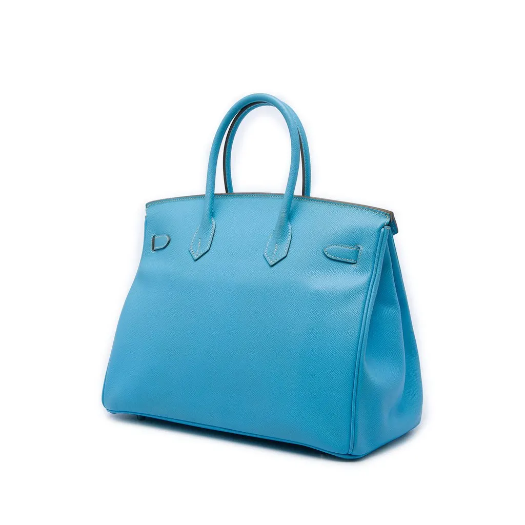 Hermès Epsom Birkin Retourne 35 Blue Leather Very good - Back View