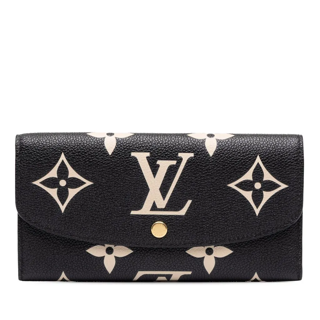 Louis Vuitton Bicolor Monogram Empreinte Giant Emilie Wallet Black Leather Very good - Front View