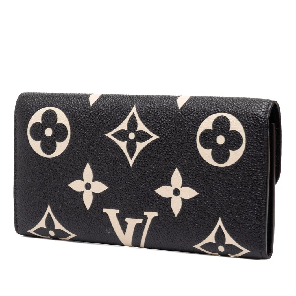 Louis Vuitton Bicolor Monogram Empreinte Giant Emilie Wallet Black Leather Very good - Back View