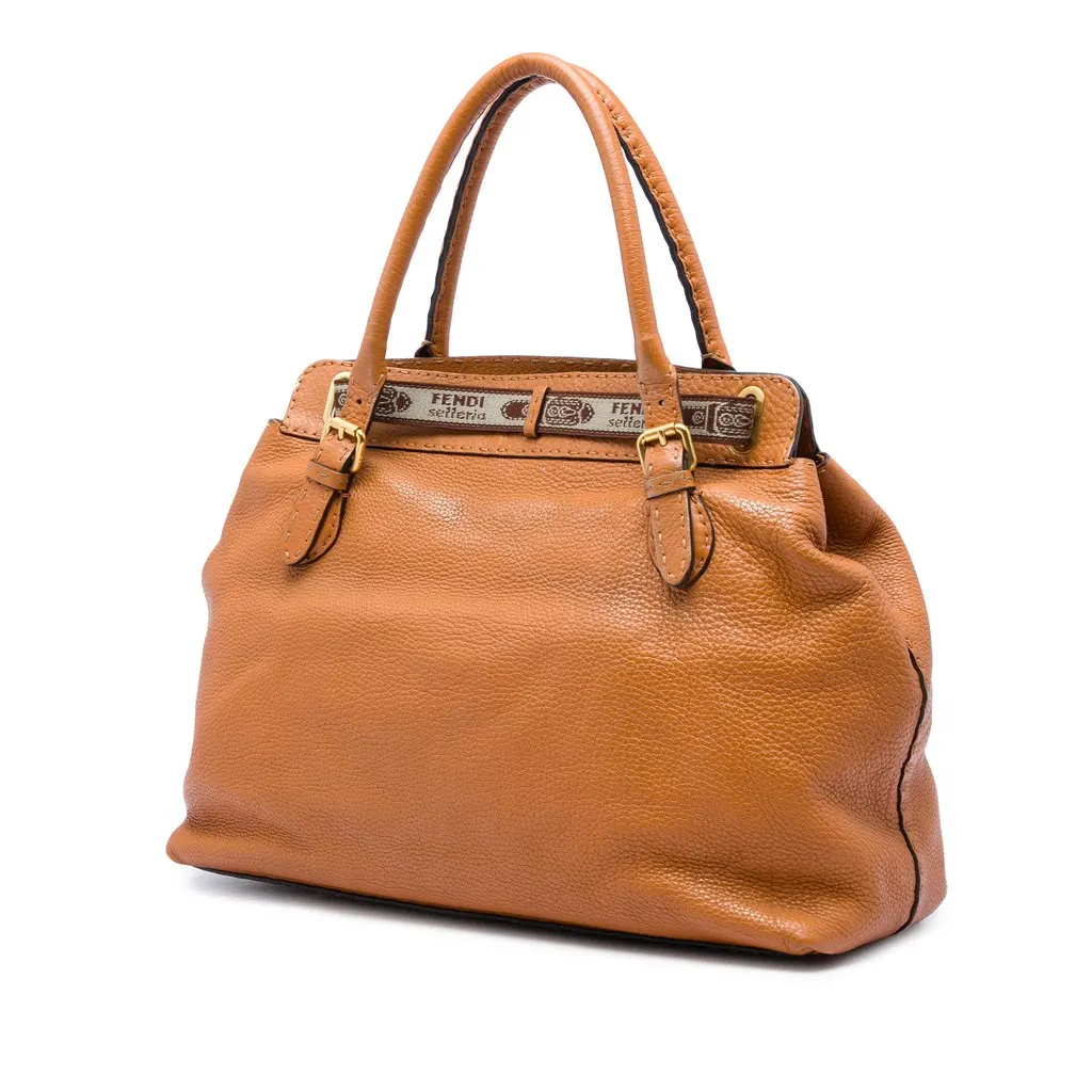 Fendi Large Leather Selleria Villa Borghese Tote Brown Leather Very good - Back View