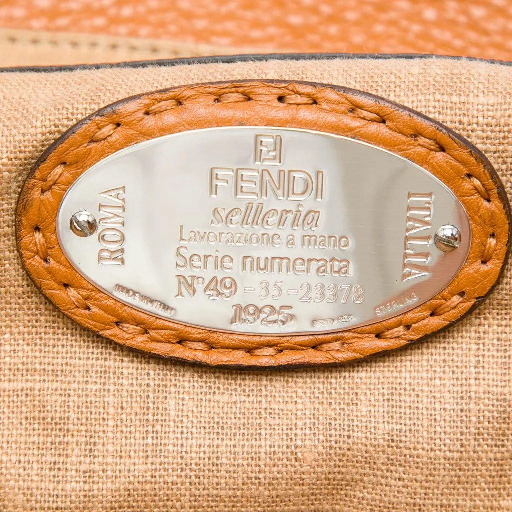 Fendi Large Leather Selleria Villa Borghese Tote Brown Leather Very good - Box View