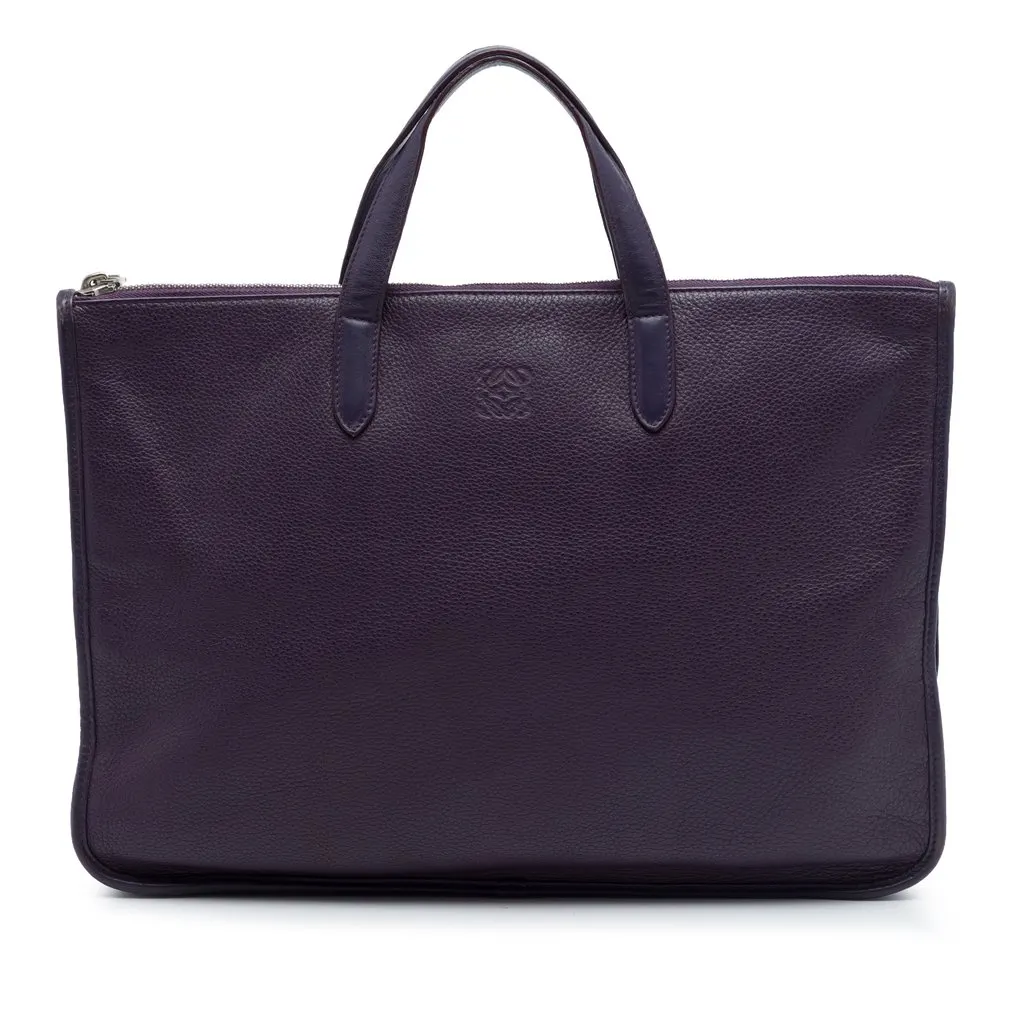 Loewe Leather Anagram Toledo Briefcase Purple Leather Good - Front View