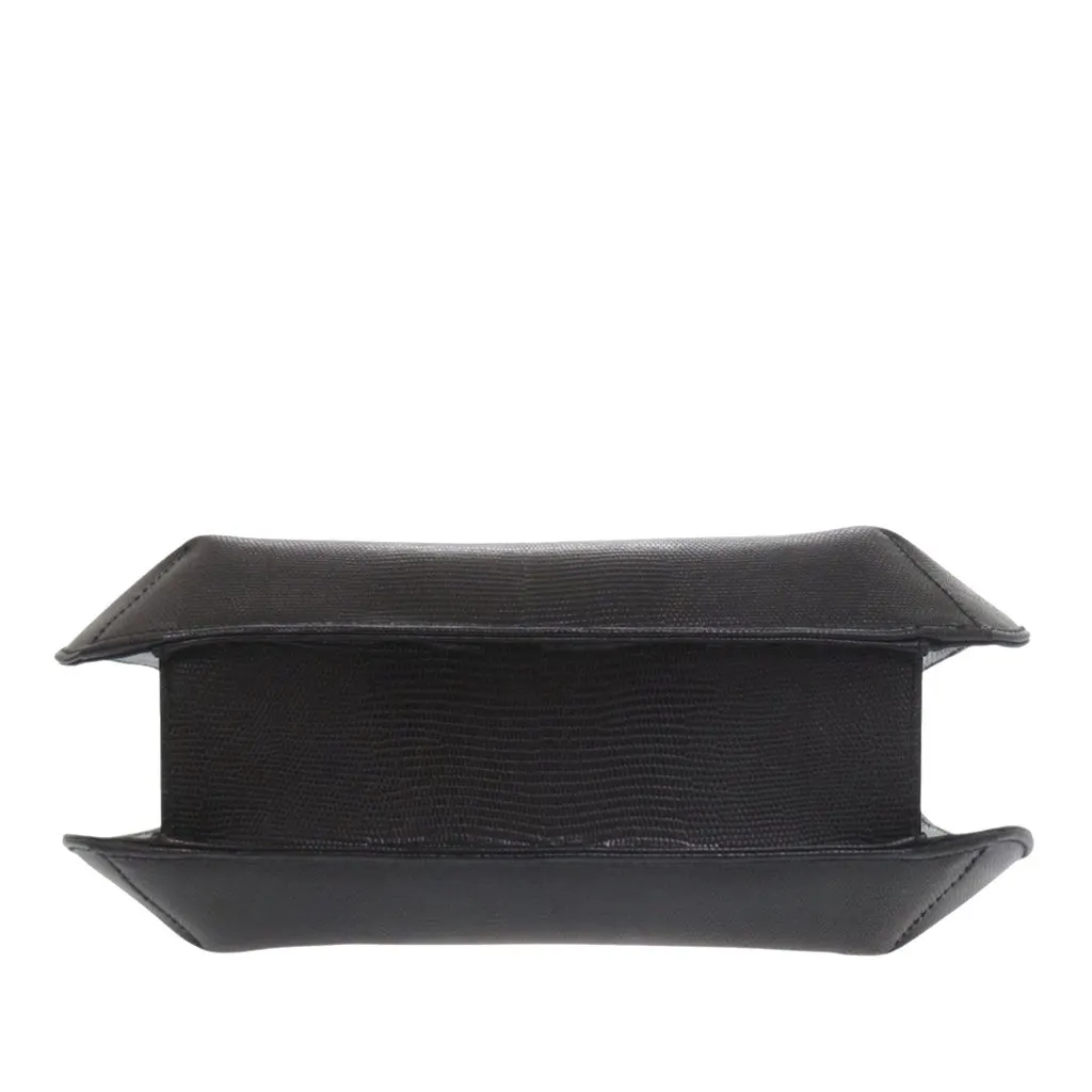 Salvatore Ferragamo Lizard Embossed Leather Top Handle Bag Black Leather Very good - Inside View