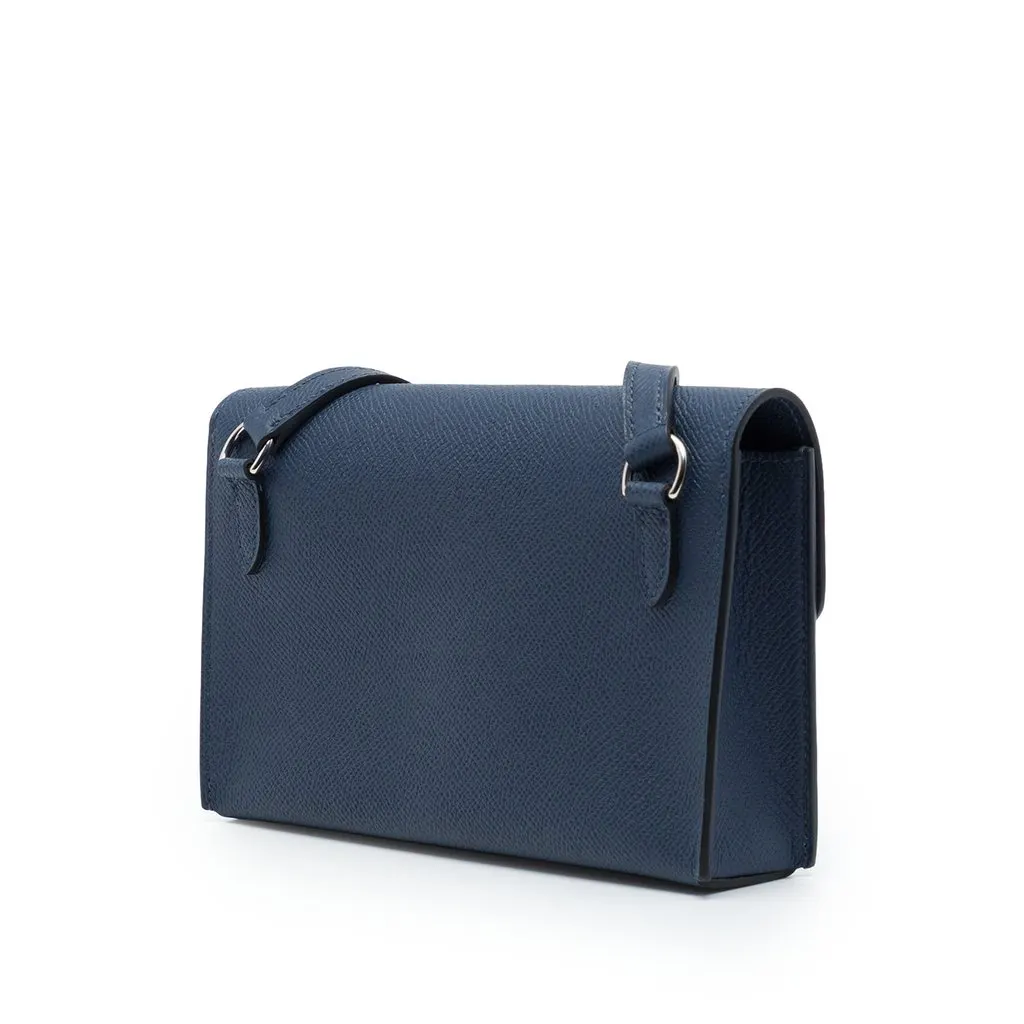 Hermès Epsom Hermesnap Wallet On Strap Blue Leather Very good - Back View