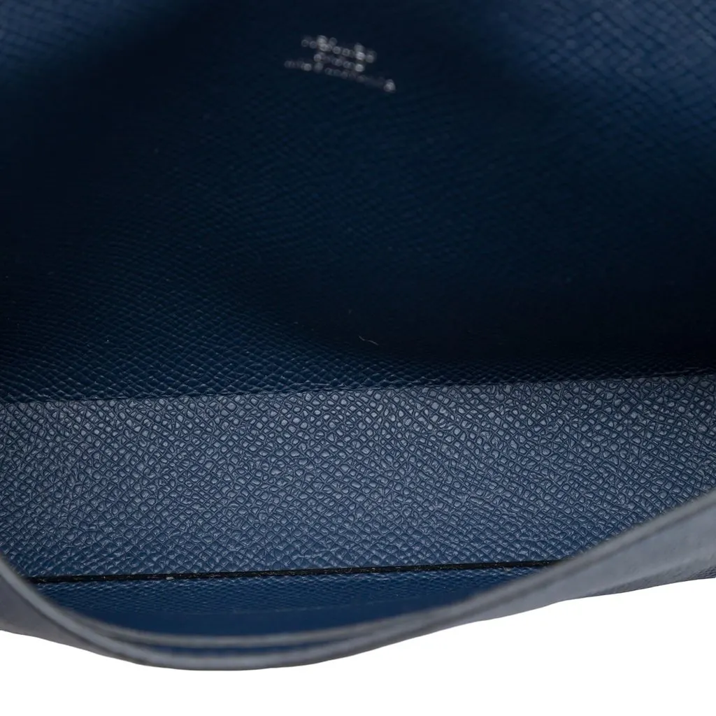 Hermès Epsom Hermesnap Wallet On Strap Blue Leather Very good - Model View