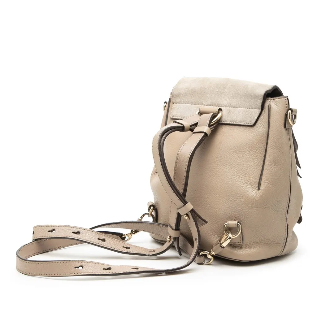 Chloé Small Calfskin and Suede Faye Backpack Brown Leather Good - Back View