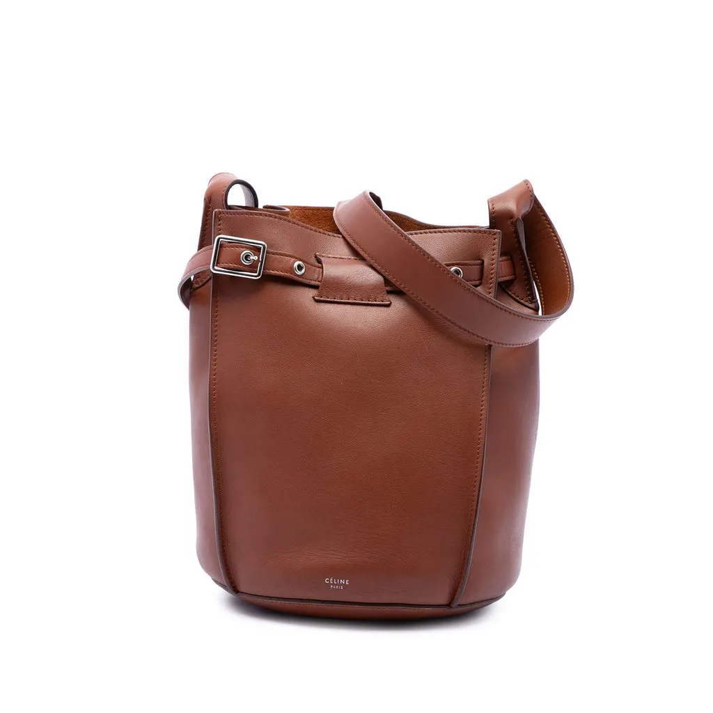Celine Leather Big Bag Bucket Brown Leather Good - Front View