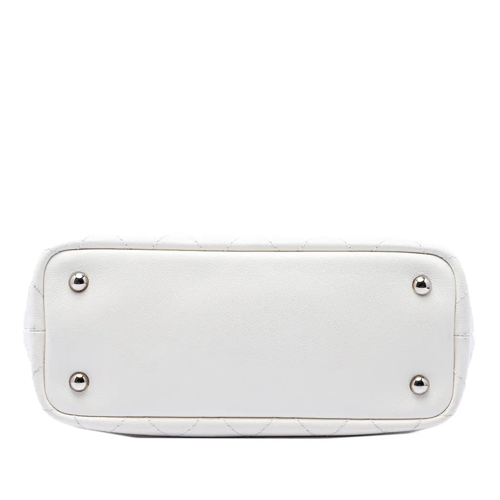 Chanel Quilted Caviar Shopping Fever Tote White Leather Good - Inside View
