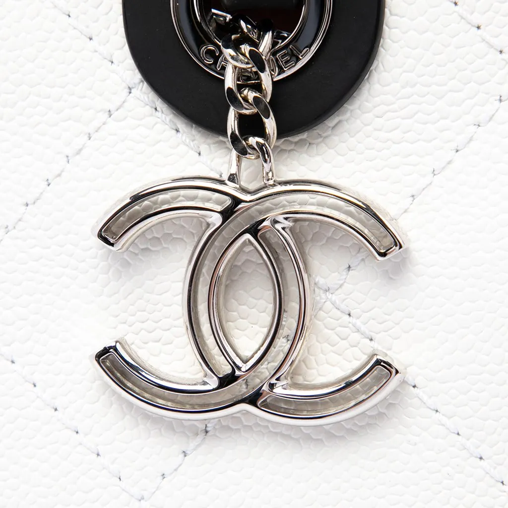Chanel Quilted Caviar Shopping Fever Tote White Leather Good - Box View