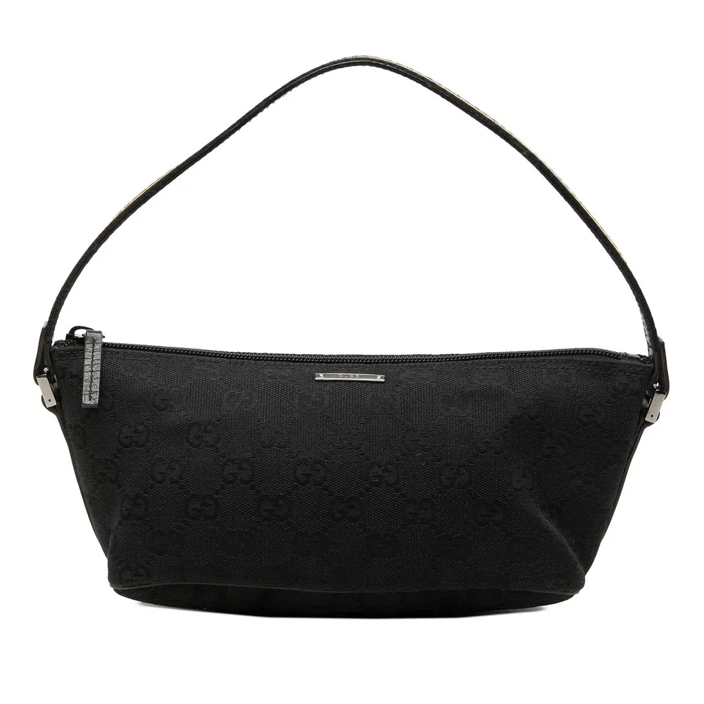 Gucci GG Canvas Web Boat Black Canvas Good - Front View