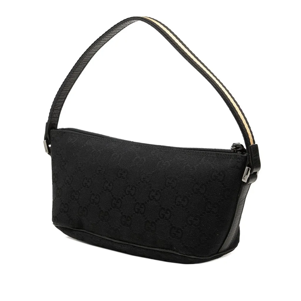 Gucci GG Canvas Web Boat Black Canvas Good - Back View