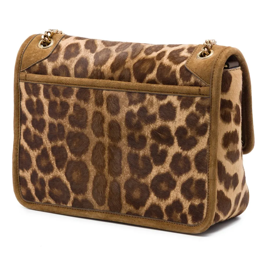 Saint Laurent Baby Pony Hair Leopard Print Niki Brown Leather Very good - Back View