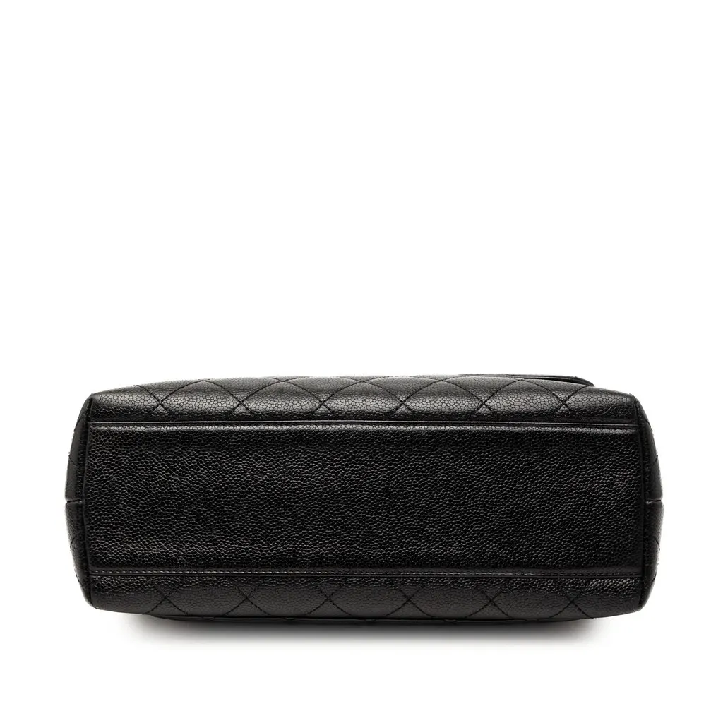 Chanel CC Quilted Caviar Kelly Top Handle Bag Black Leather Very good - Inside View