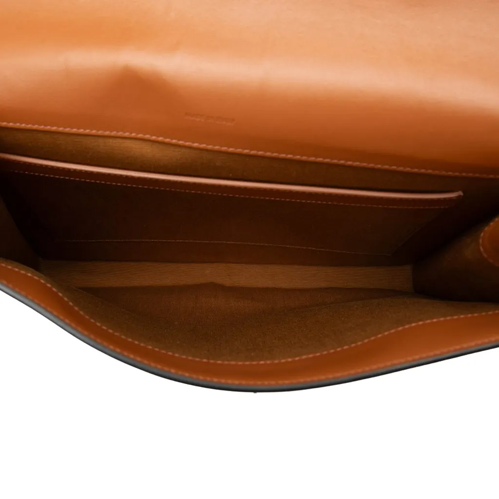 Celine Triomphe Coated Canvas Wristlet Flap Pouch Brown Canvas Good - Model View