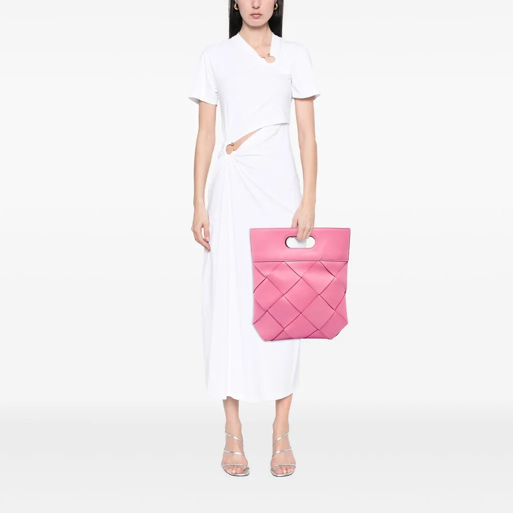 Bottega Veneta Medium Leather Maxi Intrecciato Slip Tote Pink Leather Very good - Box View