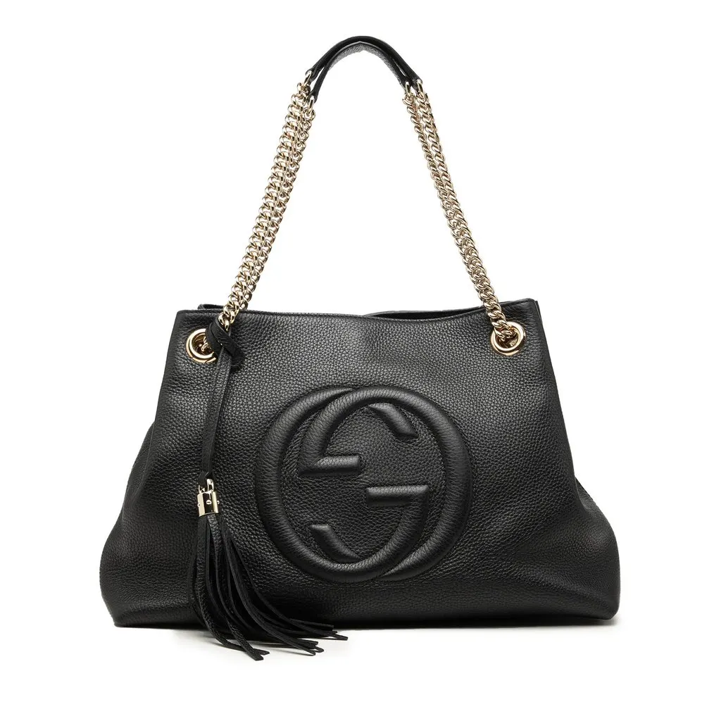 Gucci Medium Calfskin Soho Chain Tote Black Leather Very good - Front View