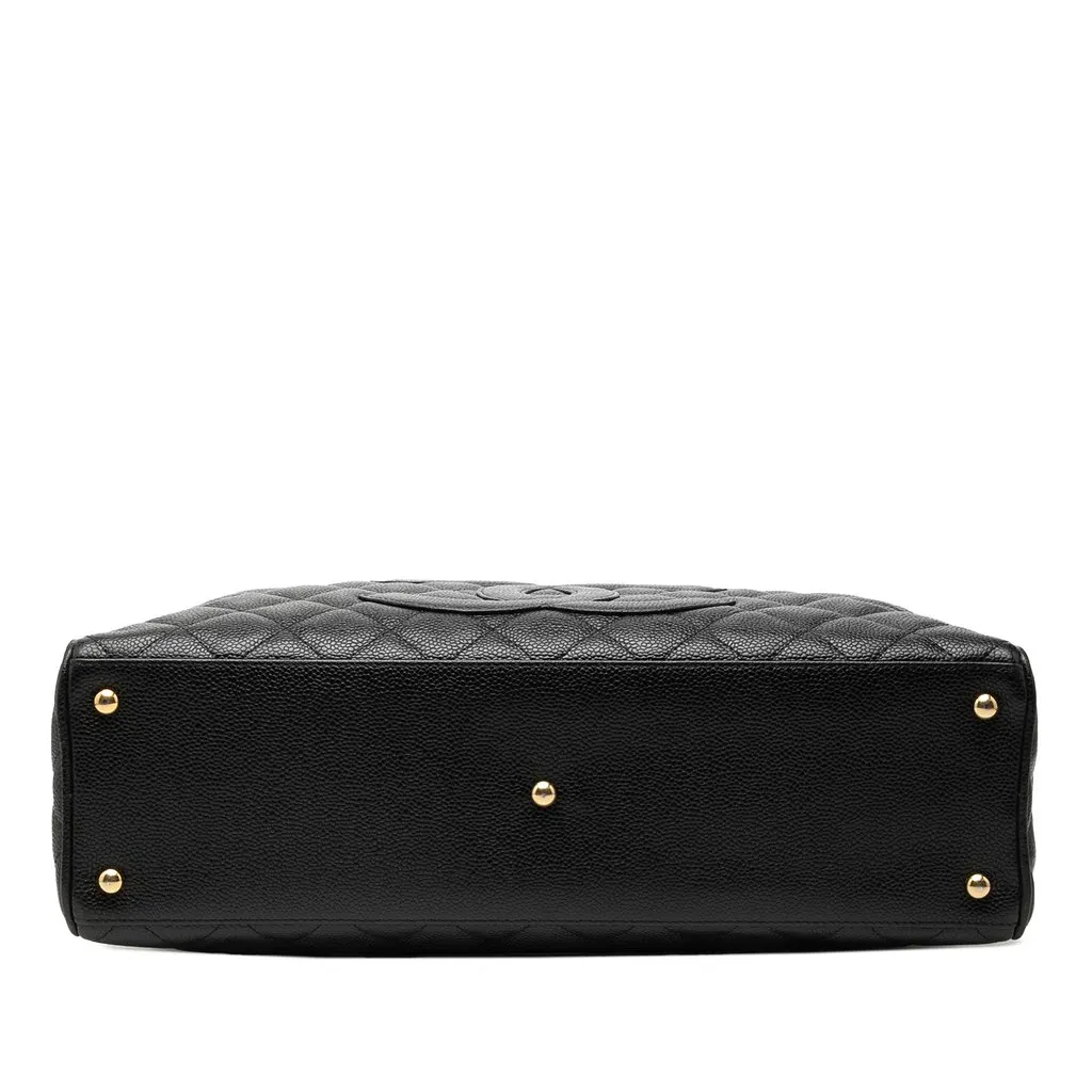 Chanel Large CC Quilted Caviar Bowler Bag Black Leather Very good - Inside View
