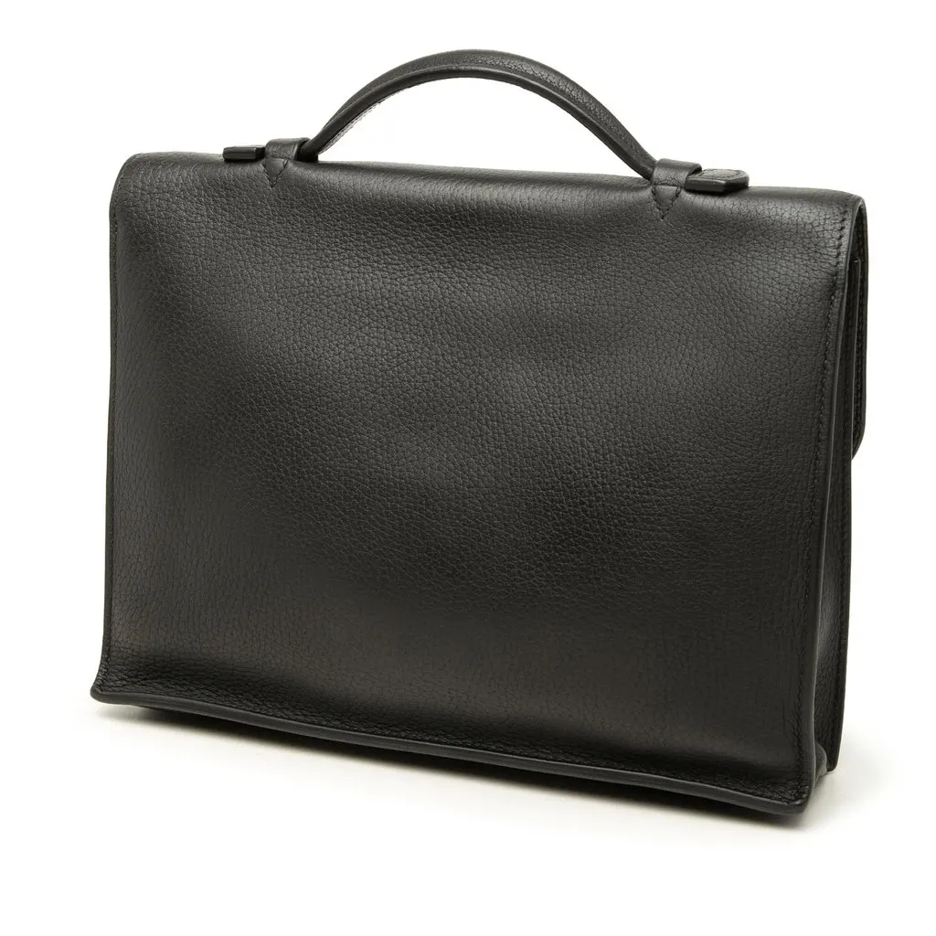 Hermès Clemence Sac a Depeches 27 Black Leather Very good - Back View