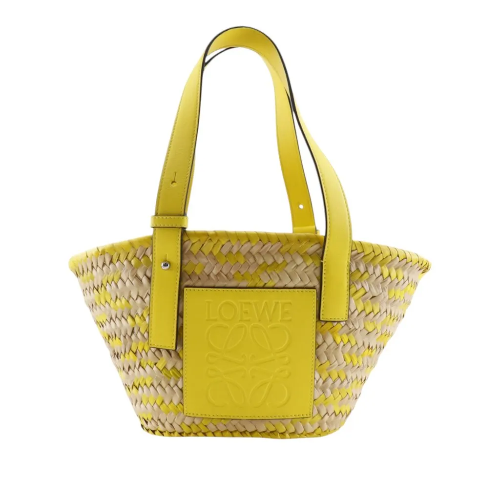 LOEWE Small Raffia Anagram Basket Tote Beige Very good - Front View
