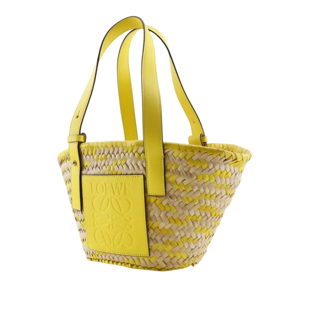 LOEWE Small Raffia Anagram Basket Tote Beige Very good - Back View