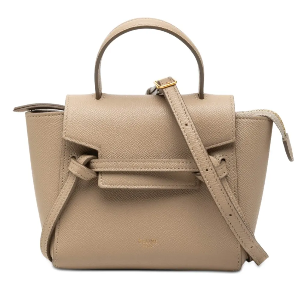 Celine Pico Grained Calfskin Belt Bag Beige Leather Very good - Front View