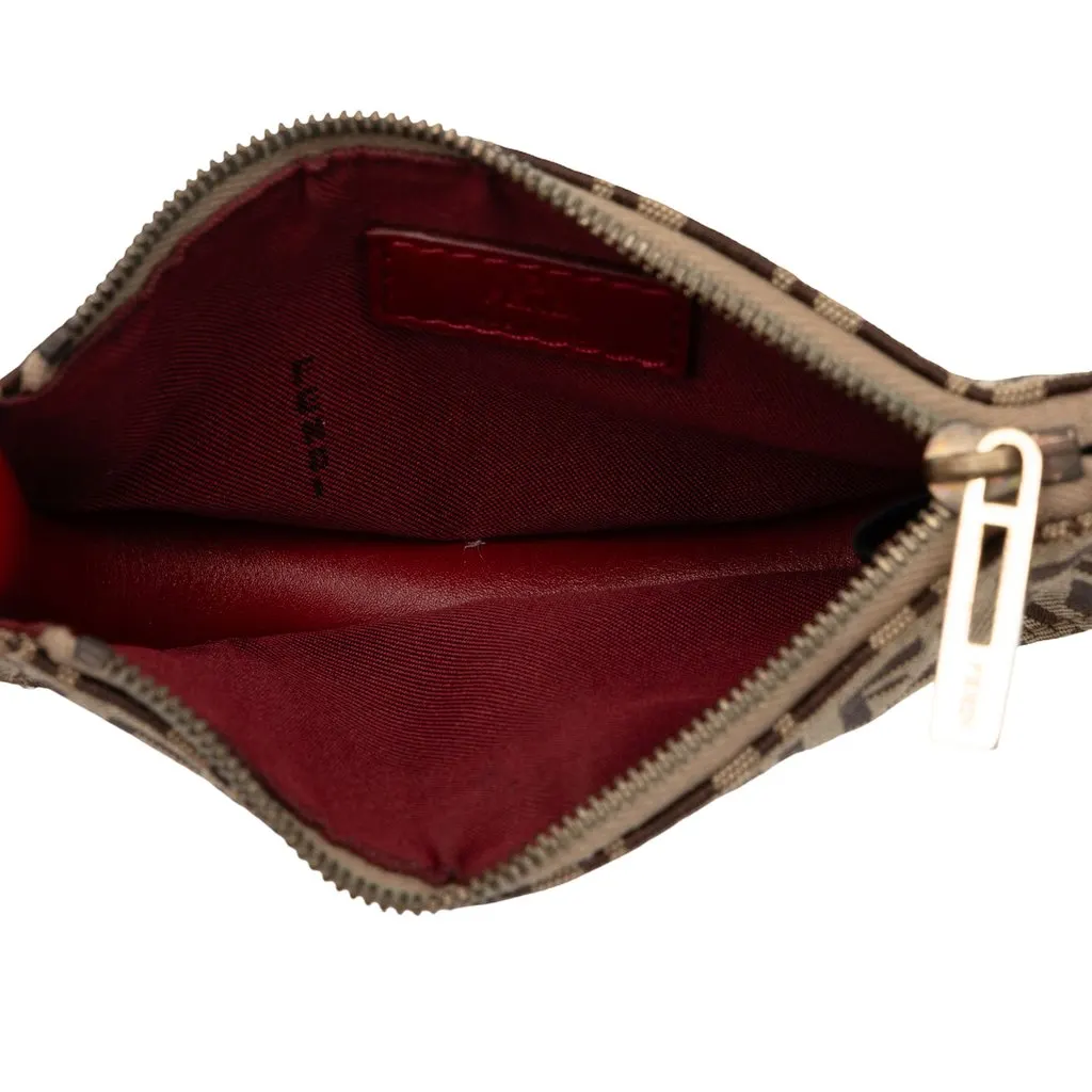 Fendi Mini Zucchino Canvas Half Moon Handbag Beige Canvas Good - Model View