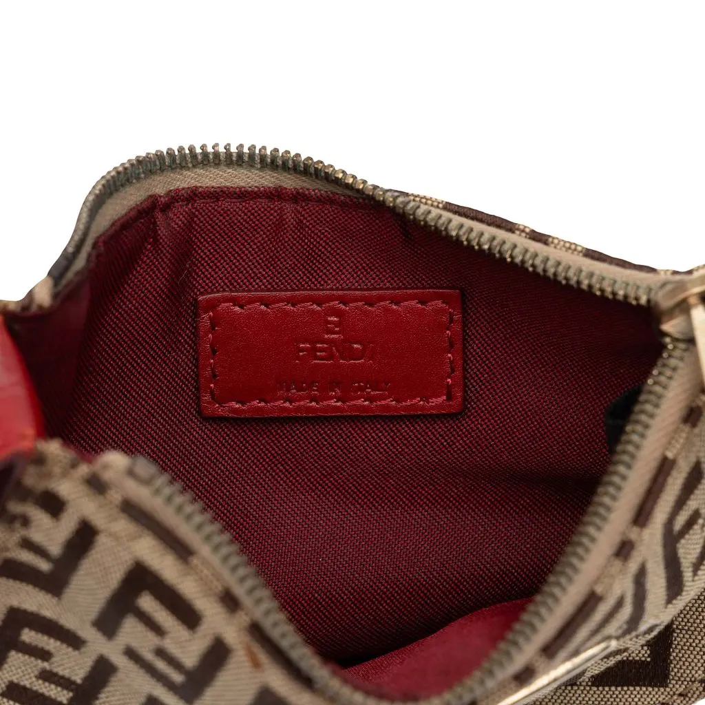 Fendi Mini Zucchino Canvas Half Moon Handbag Beige Canvas Good - Box View