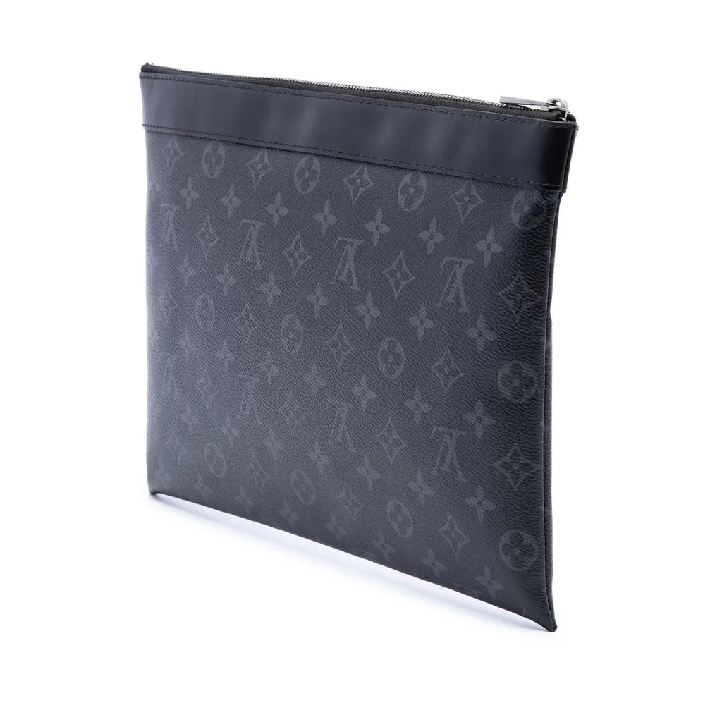 Louis Vuitton Monogram Eclipse Discovery Pochette GM Black Canvas Good - Back View