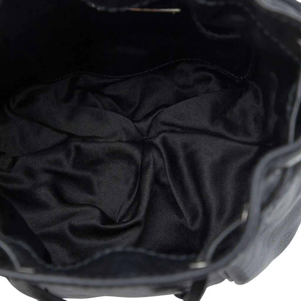 Miu Miu Nappa Crystal Embellished Handle Bucket Bag Black Leather Very good - Model View