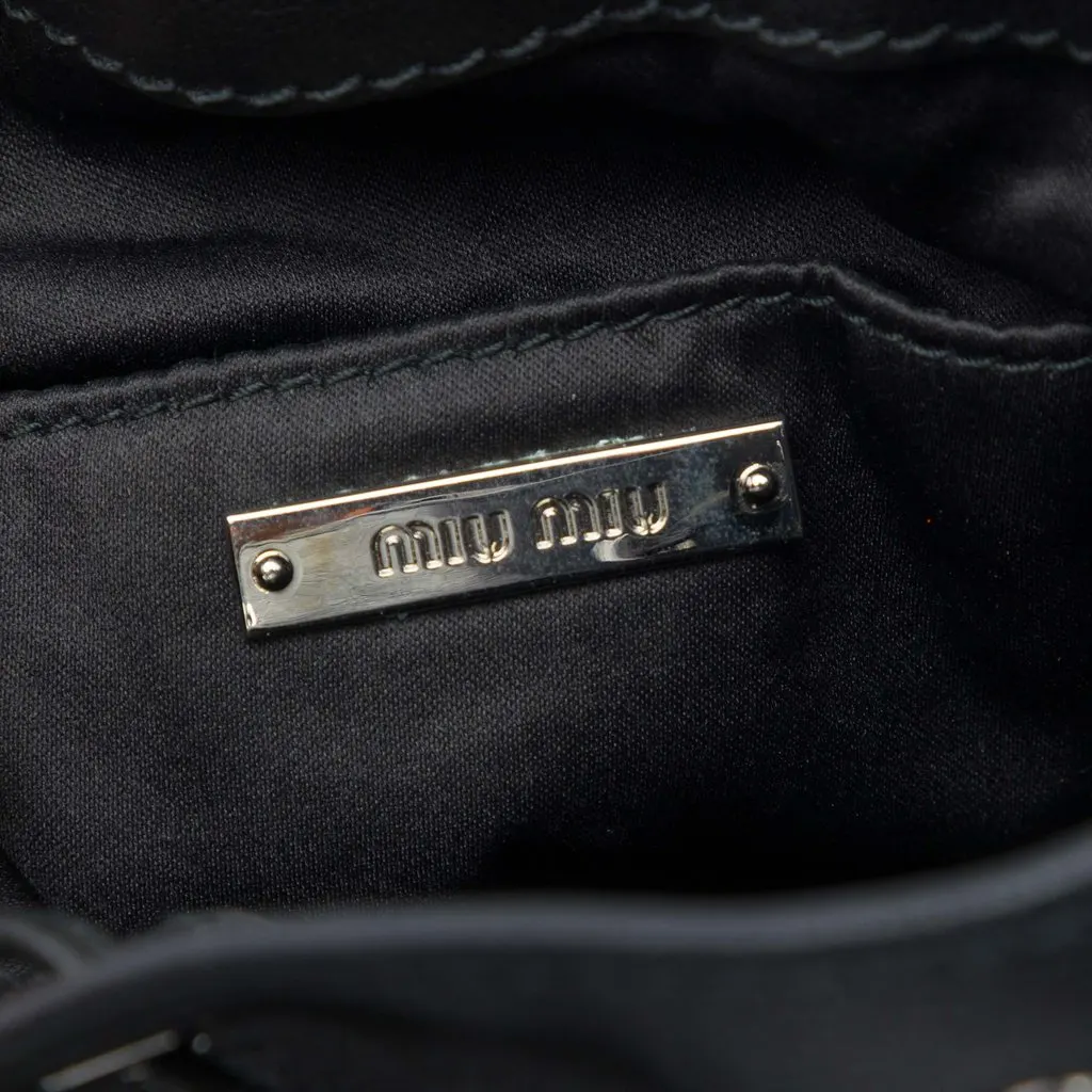 Miu Miu Nappa Crystal Embellished Handle Bucket Bag Black Leather Very good - Box View