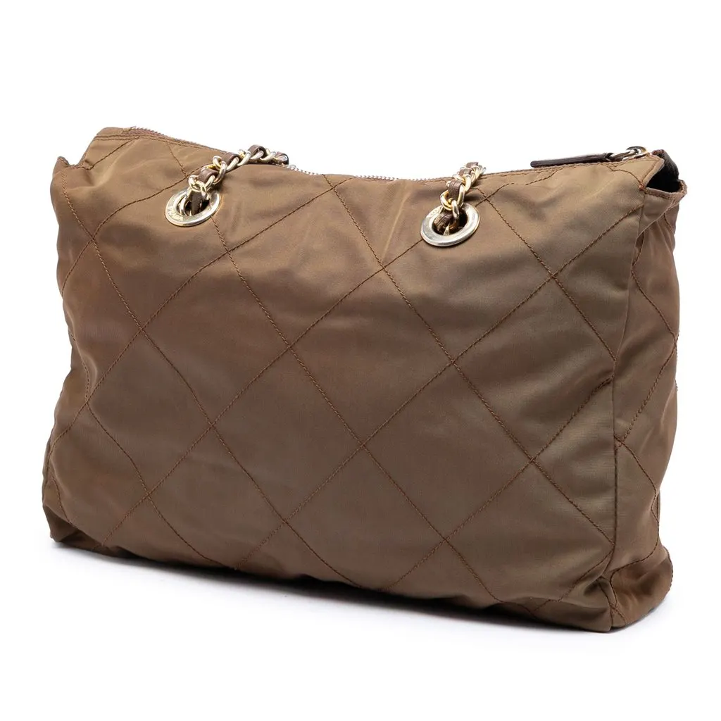 Prada Impuntu Tessuto Catena Chain Tote Brown Very good - Back View