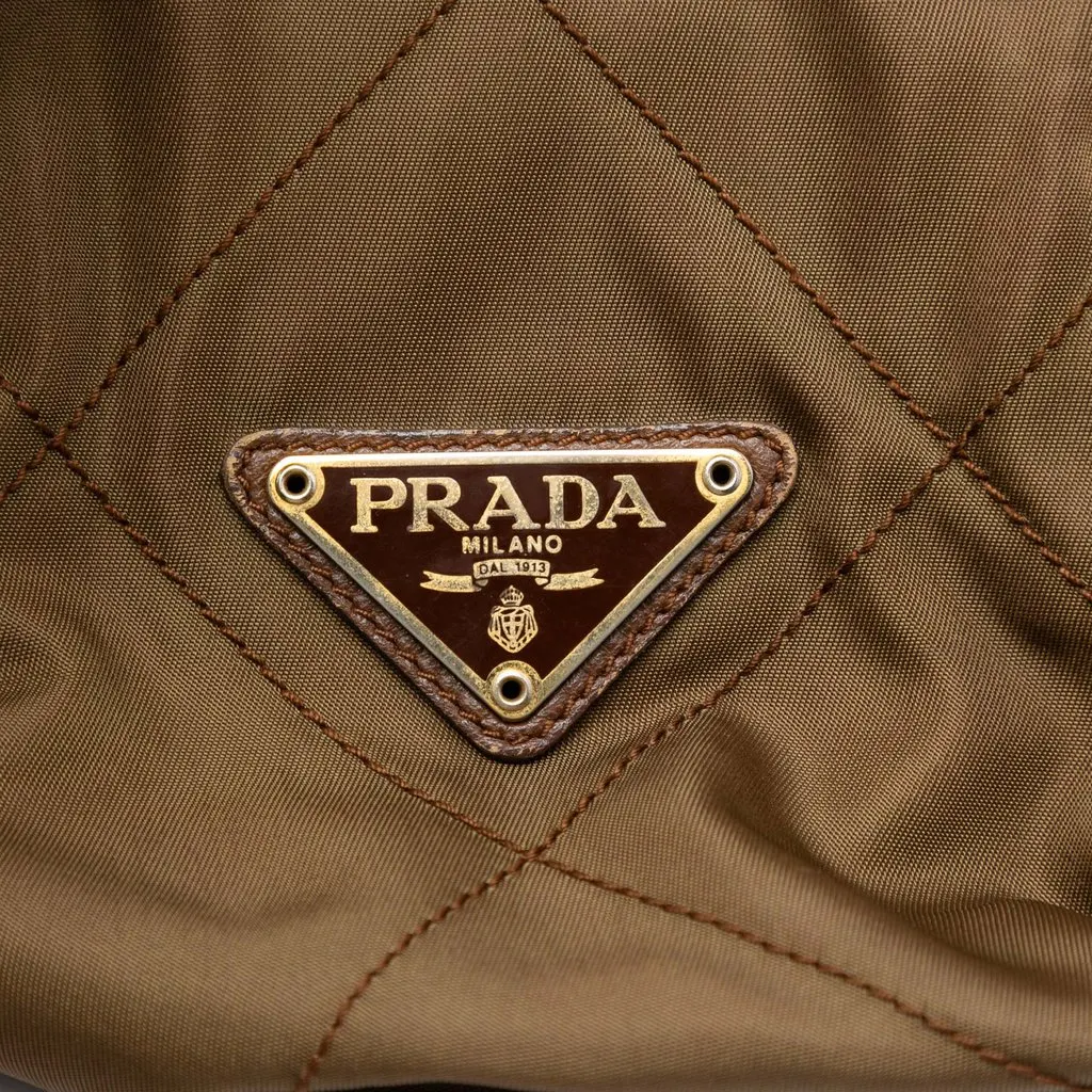 Prada Impuntu Tessuto Catena Chain Tote Brown Very good - Box View