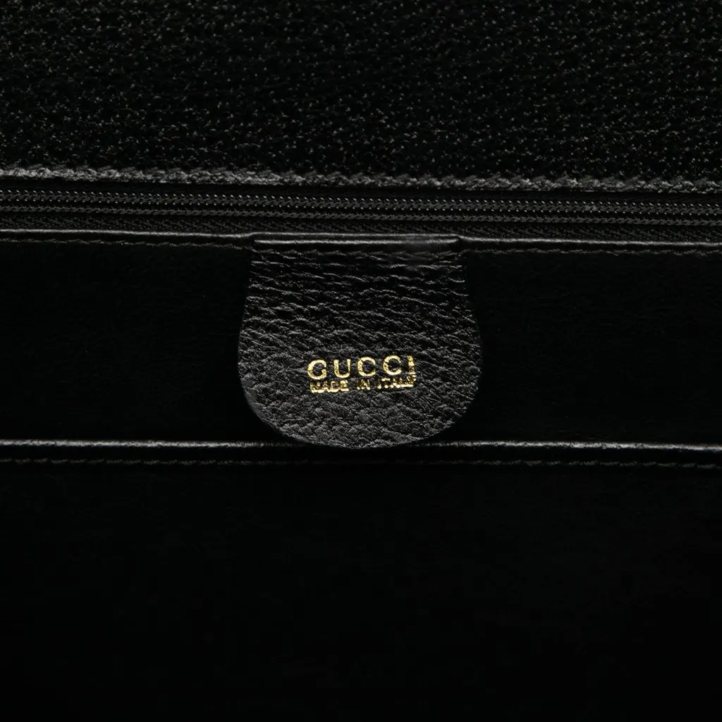 Gucci Grained Calfskin Bamboo Night Black Leather Very good - Box View