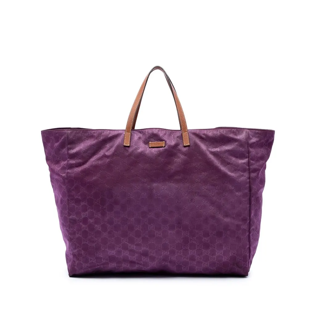 Gucci GG Nylon Travel Bag Purple Polyamide Good - Front View
