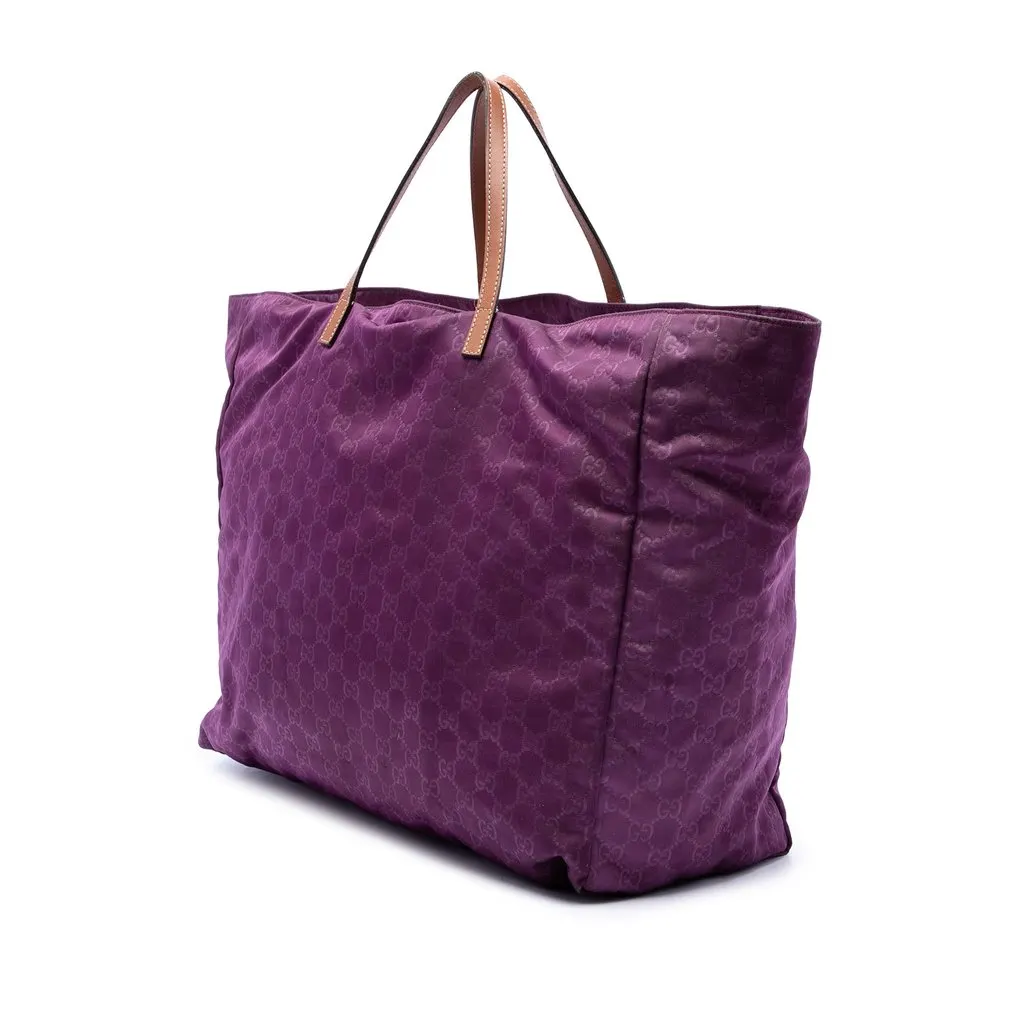 Gucci GG Nylon Travel Bag Purple Polyamide Good - Back View