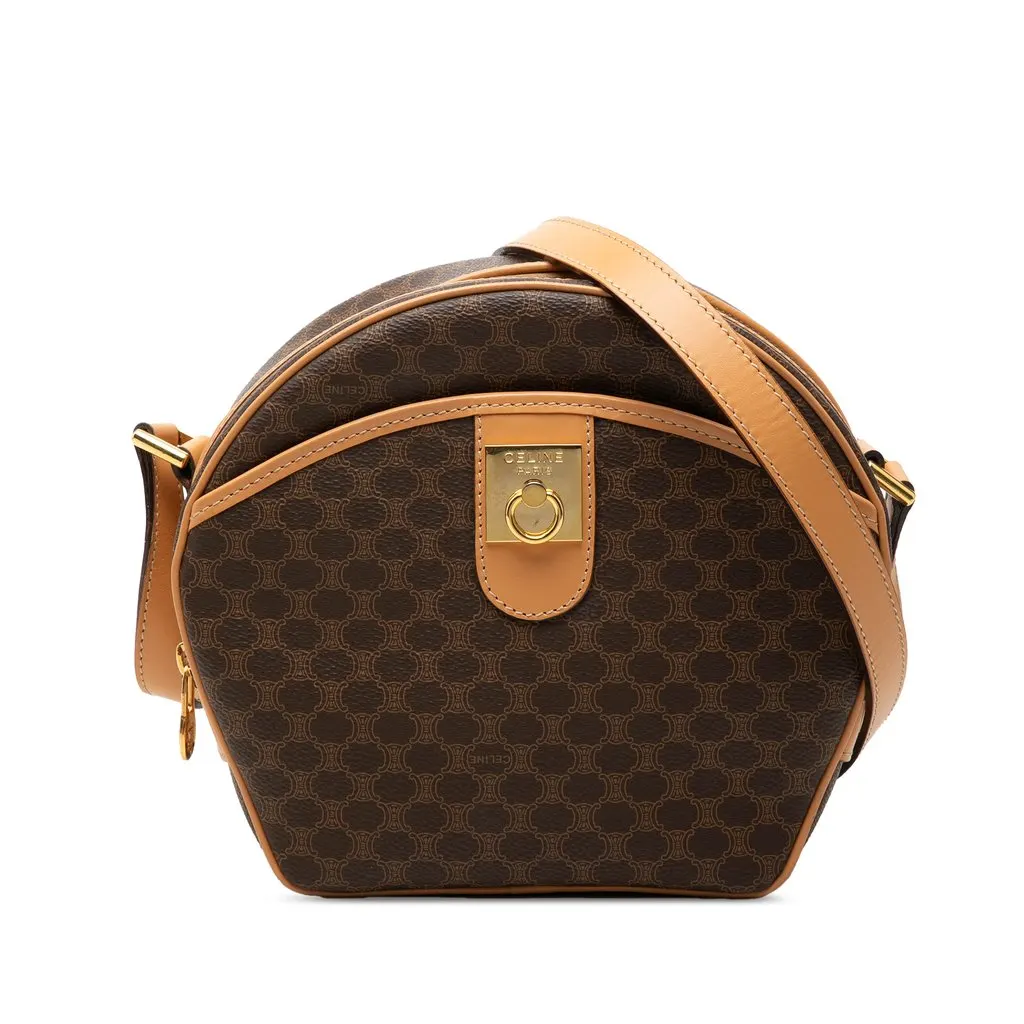 Celine Macadam Coated Canvas Crossbody Brown Very good - Front View