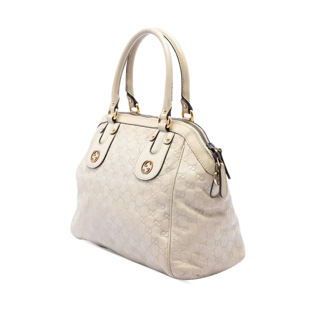 Gucci Medium Guccissima Scarlett Satchel White Leather Good - Back View