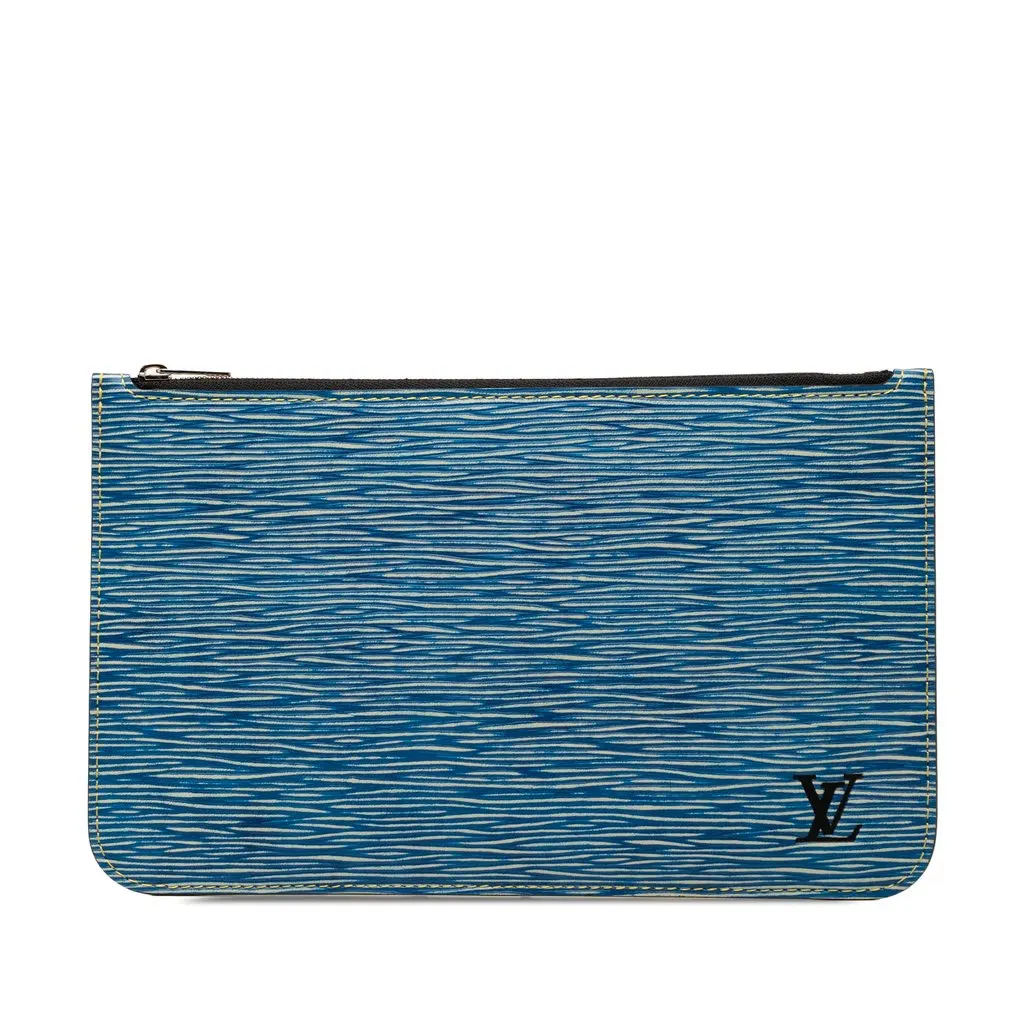 Louis Vuitton Epi Denim Neverfull Pouch Blue Leather Very good - Front View