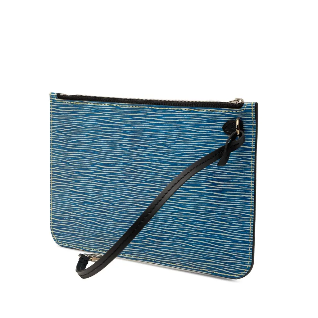 Louis Vuitton Epi Denim Neverfull Pouch Blue Leather Very good - Back View