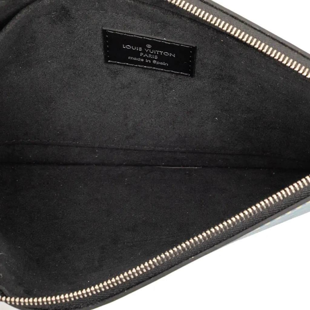 Louis Vuitton Epi Denim Neverfull Pouch Blue Leather Very good - Model View