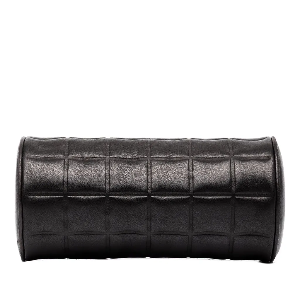 Chanel CC Chocolate Bar Lambskin Barrel Cosmetic Pouch Black Leather Good - Inside View