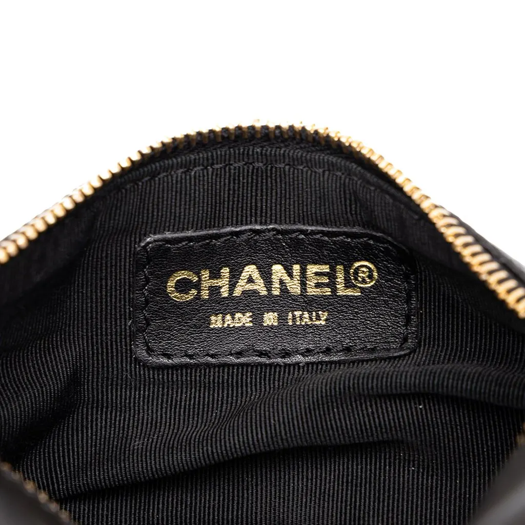 Chanel CC Chocolate Bar Lambskin Barrel Cosmetic Pouch Black Leather Good - Box View