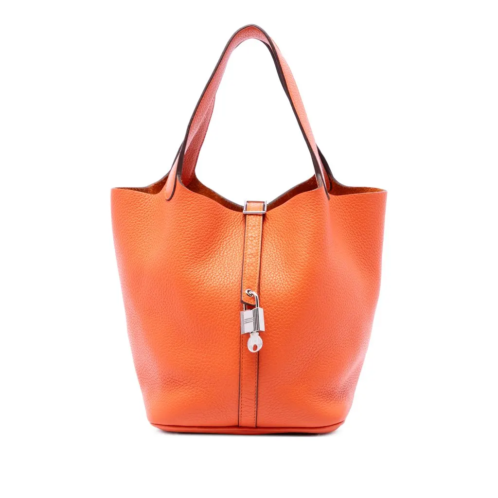 Hermès Clemence Picotin Lock 22 Orange Leather Very good - Front View