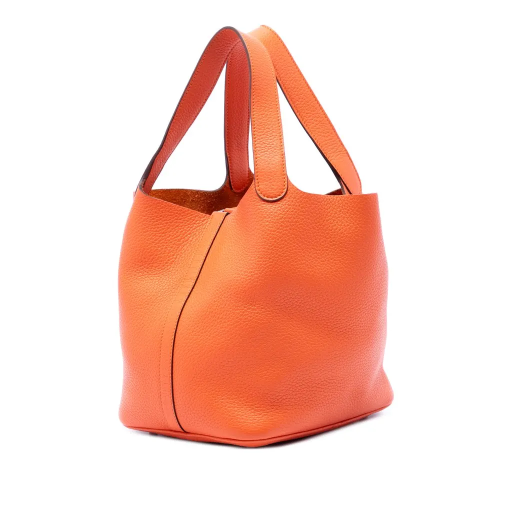 Hermès Clemence Picotin Lock 22 Orange Leather Very good - Back View
