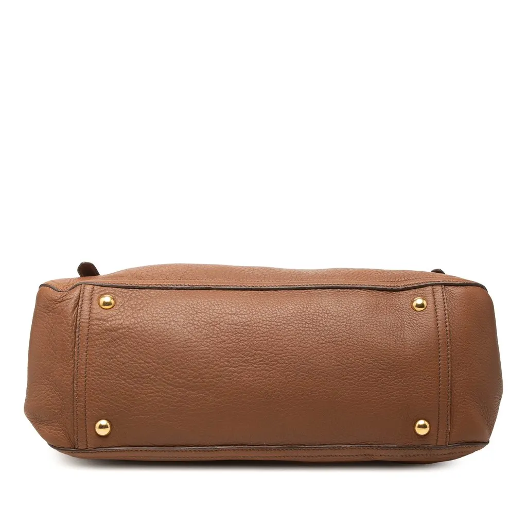 Miu Miu Cervo Paloma Top Handle Bag Brown Leather Very good - Inside View