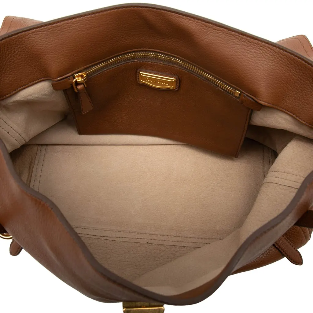 Miu Miu Cervo Paloma Top Handle Bag Brown Leather Very good - Model View